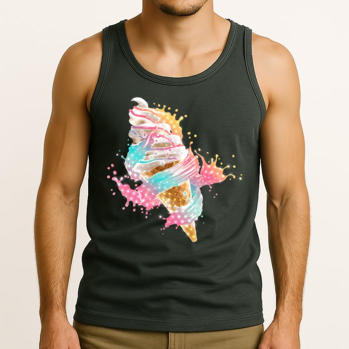 Fun Colorful Summer Time Vanilla Ice Cream Tank Top