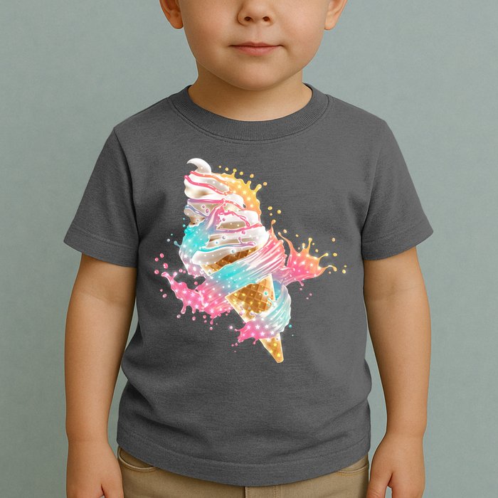 Fun Colorful Summer Time Vanilla Ice Cream Toddler T-Shirt