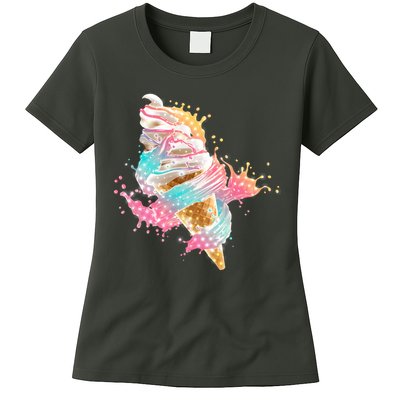 Fun Colorful Summer Time Vanilla Ice Cream Womens T-Shirt