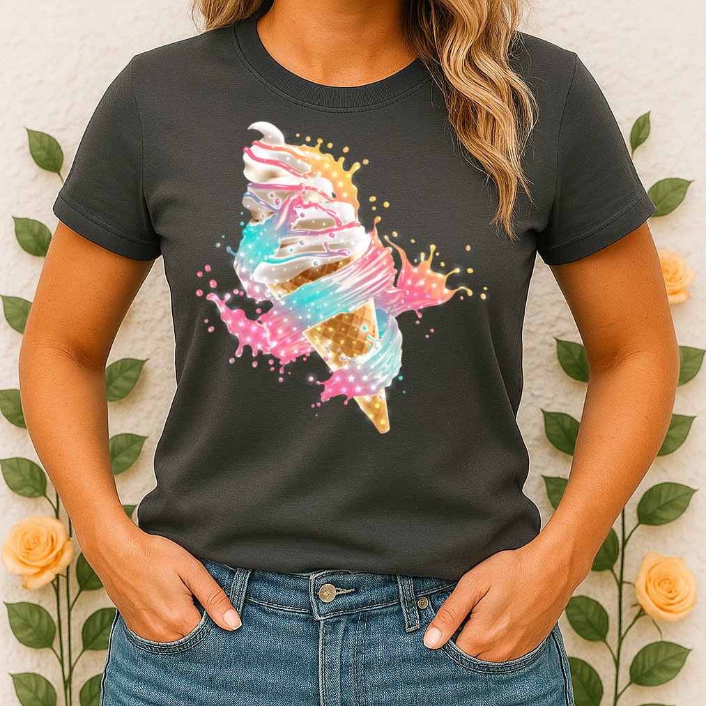 Fun Colorful Summer Time Vanilla Ice Cream Womens T-Shirt