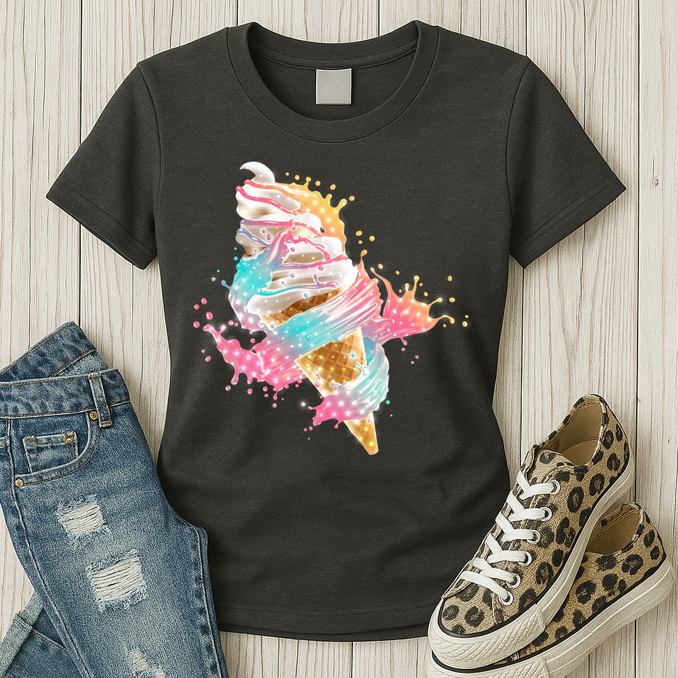 Fun Colorful Summer Time Vanilla Ice Cream Womens T-Shirt