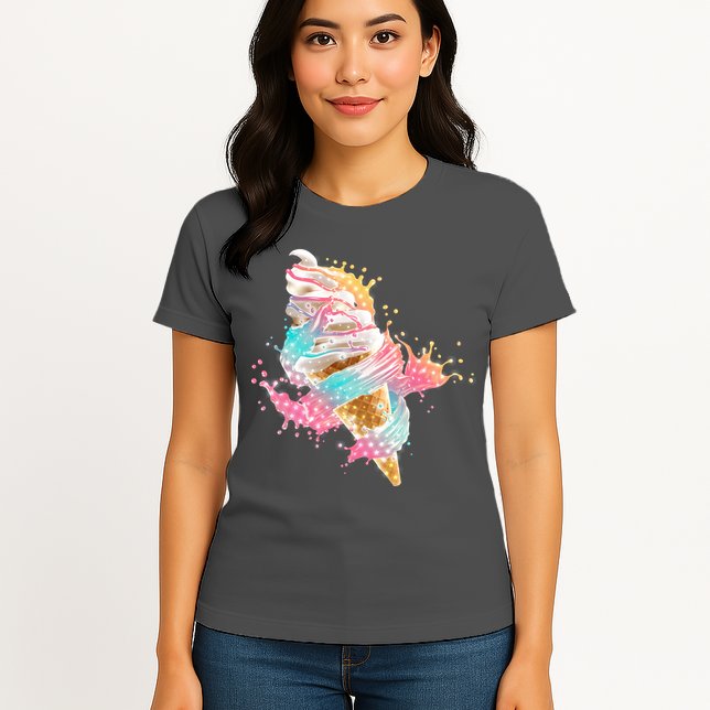 Fun Colorful Summer Time Vanilla Ice Cream Womens T-Shirt