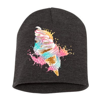 Fun Colorful Summer Time Vanilla Ice Cream Short Acrylic Beanie