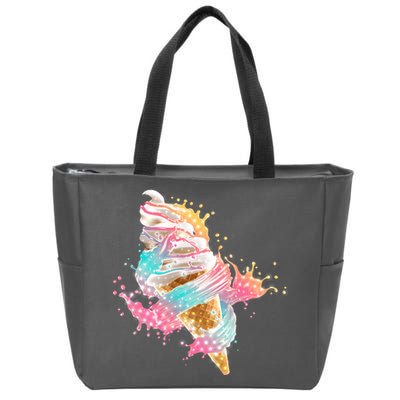 Fun Colorful Summer Time Vanilla Ice Cream Zip Tote Bag