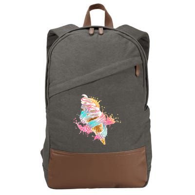 Fun Colorful Summer Time Vanilla Ice Cream Cotton Canvas Backpack