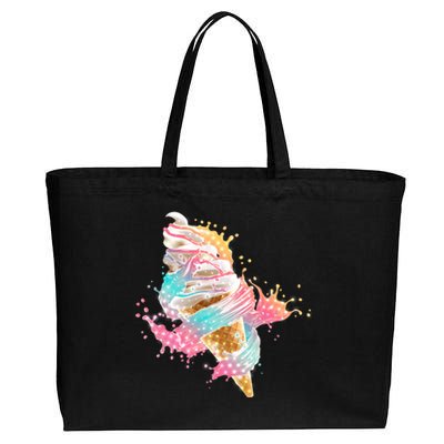 Fun Colorful Summer Time Vanilla Ice Cream Cotton Canvas Jumbo Tote