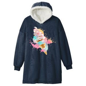 Fun Colorful Summer Time Vanilla Ice Cream Hooded Wearable Blanket