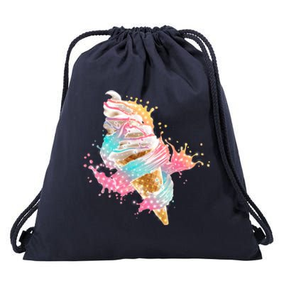 Fun Colorful Summer Time Vanilla Ice Cream Drawstring Bag