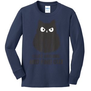 Funny Cat Shirt Fluff Around and Find Out wo  Kids Long Sleeve Shirt