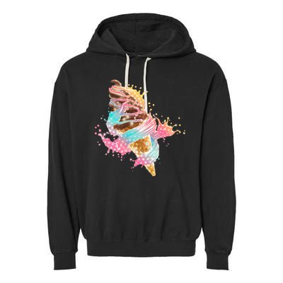 Fun Colorful Summer Time Chocolate Ice Cream Garment-Dyed Fleece Hoodie