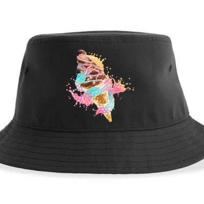 Fun Colorful Summer Time Chocolate Ice Cream Sustainable Bucket Hat