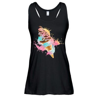 Fun Colorful Summer Time Chocolate Ice Cream Ladies Essential Flowy Tank