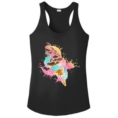 Fun Colorful Summer Time Chocolate Ice Cream Ladies PosiCharge Competitor Racerback Tank