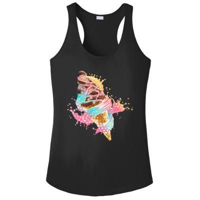 Fun Colorful Summer Time Chocolate Ice Cream Ladies PosiCharge Competitor Racerback Tank