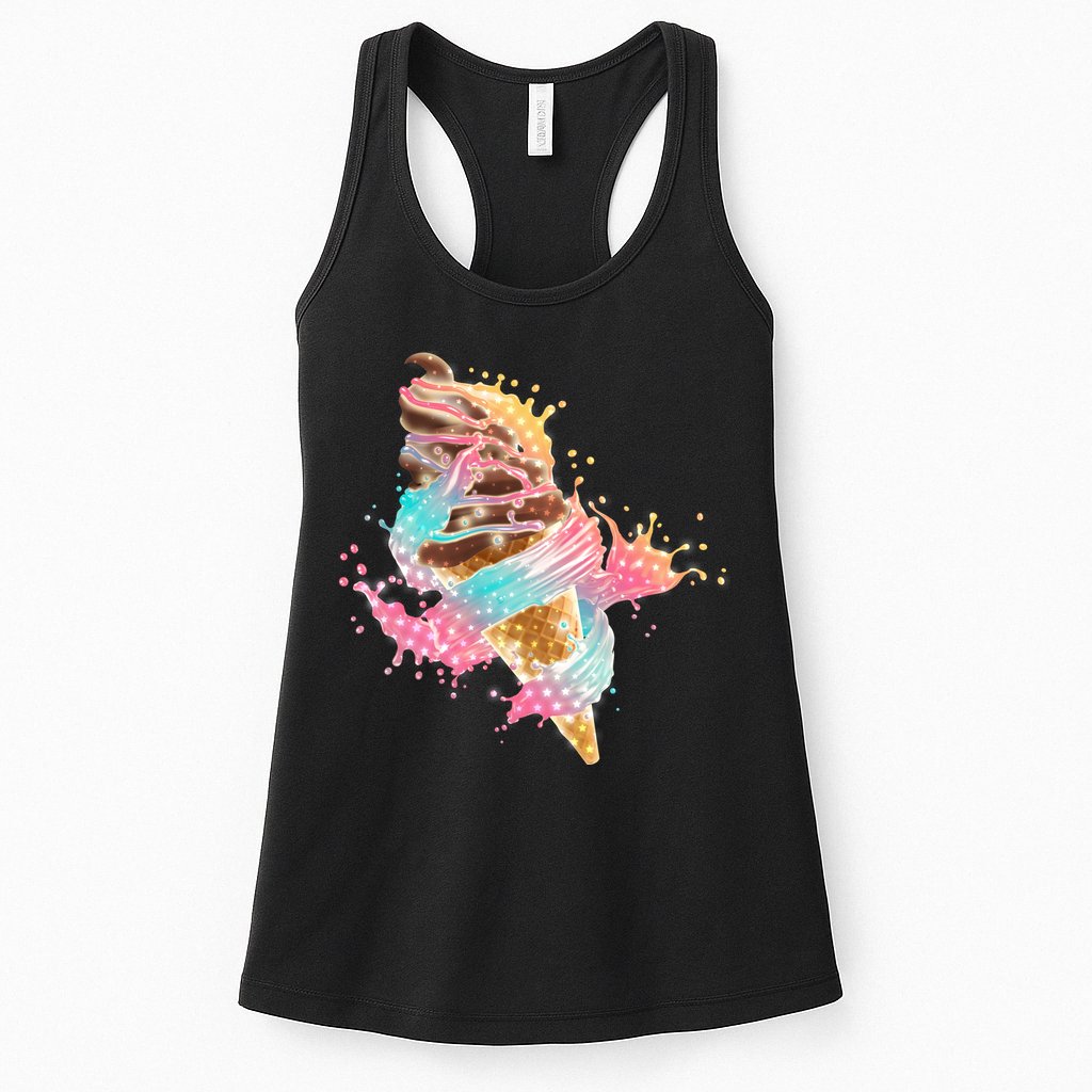 Fun Colorful Summer Time Chocolate Ice Cream Womens Tank Top
