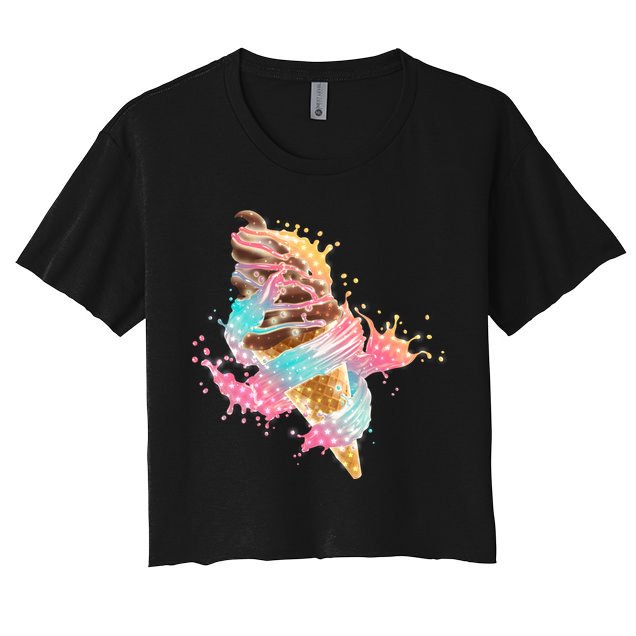 Fun Colorful Summer Time Chocolate Ice Cream Crop Top