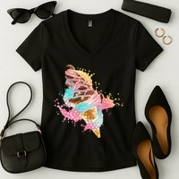 Fun Colorful Summer Time Chocolate Ice Cream Women's V-Neck T-Shirt