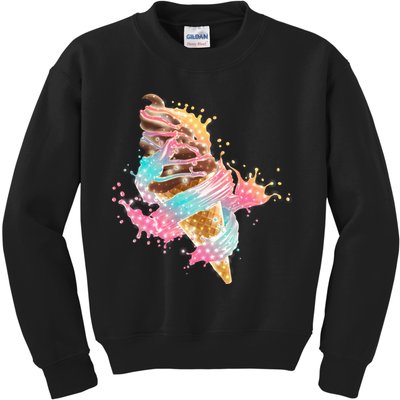 Fun Colorful Summer Time Chocolate Ice Cream Kids Sweatshirt