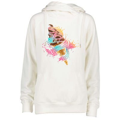 Fun Colorful Summer Time Chocolate Ice Cream Womens Funnel Neck Pullover Hood