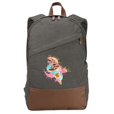 Fun Colorful Summer Time Chocolate Ice Cream Cotton Canvas Backpack