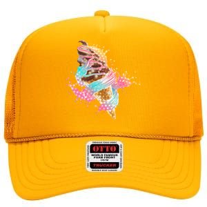 Fun Colorful Summer Time Chocolate Ice Cream High Crown Mesh Back Trucker Hat