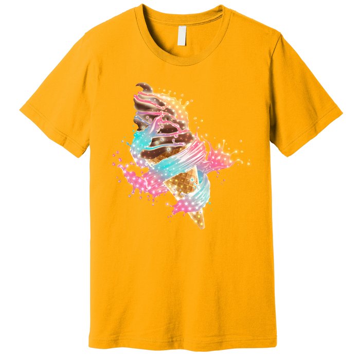 Fun Colorful Summer Time Chocolate Ice Cream Premium T-Shirt