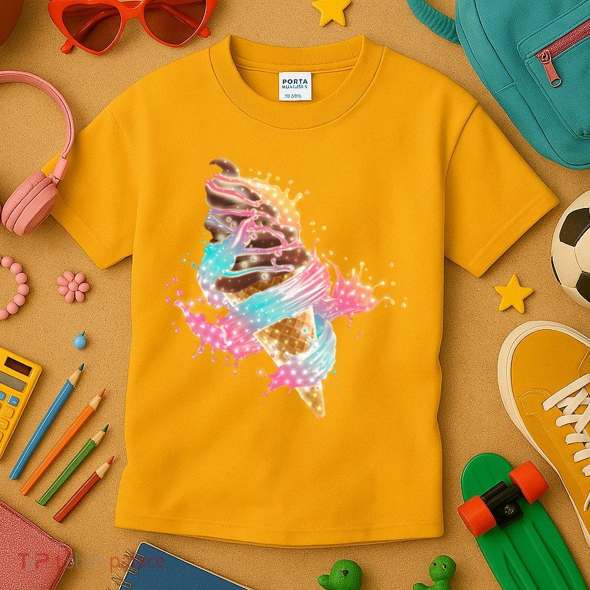 Fun Colorful Summer Time Chocolate Ice Cream Kids T-Shirt