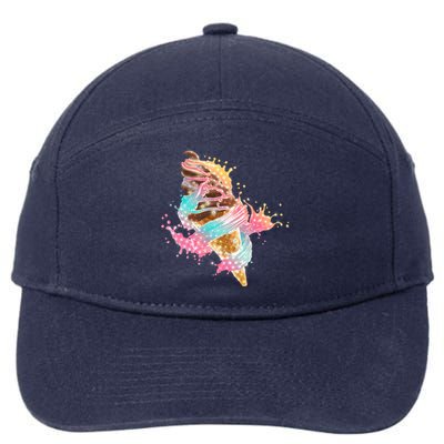 Fun Colorful Summer Time Chocolate Ice Cream 7-Panel Snapback Hat