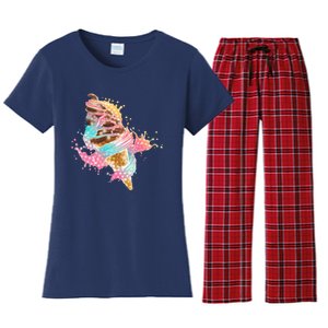 Fun Colorful Summer Time Chocolate Ice Cream Women's Flannel Pajama Set