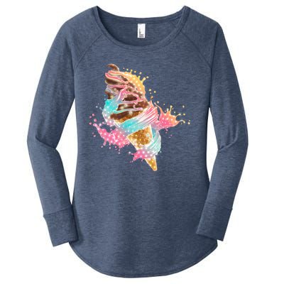 Fun Colorful Summer Time Chocolate Ice Cream Women's Perfect Tri Tunic Long Sleeve Shirt