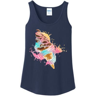 Fun Colorful Summer Time Chocolate Ice Cream Ladies Essential Tank