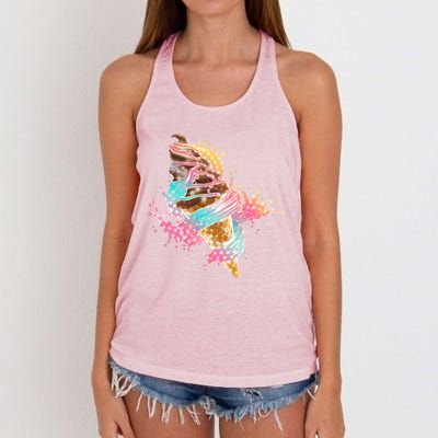 Fun Colorful Summer Time Chocolate Ice Cream Women's Knotted Racerback Tank