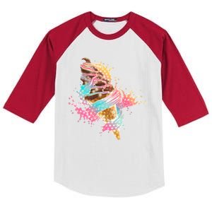 Fun Colorful Summer Time Chocolate Ice Cream Kids Colorblock Raglan Jersey