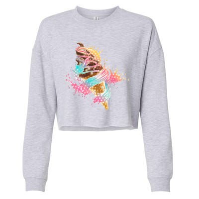 Fun Colorful Summer Time Chocolate Ice Cream Cropped Pullover Crew