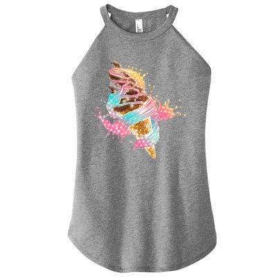 Fun Colorful Summer Time Chocolate Ice Cream Women's Perfect Tri Rocker Tank