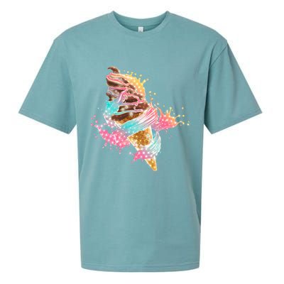 Fun Colorful Summer Time Chocolate Ice Cream Sueded Cloud Jersey T-Shirt