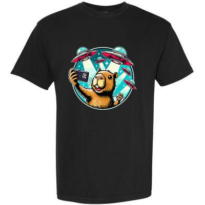 Funny Capybara Selfie With Ufos Garment-Dyed Heavyweight T-Shirt