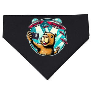 Funny Capybara Selfie With Ufos USA-Made Doggie Bandana