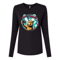 Funny Capybara Selfie With Ufos Womens Cotton Relaxed Long Sleeve T-Shirt