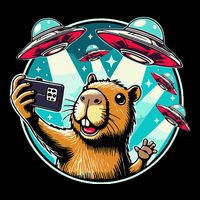 Funny Capybara Selfie With Ufos Full-Length Apron With Pockets