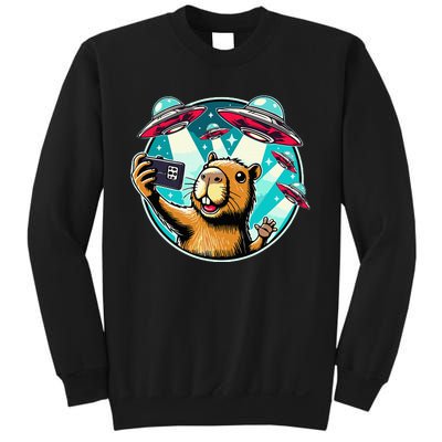 Funny Capybara Selfie With Ufos Sweatshirt