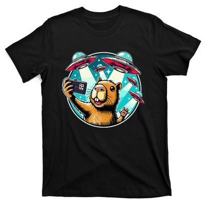 Funny Capybara Selfie With Ufos T-Shirt