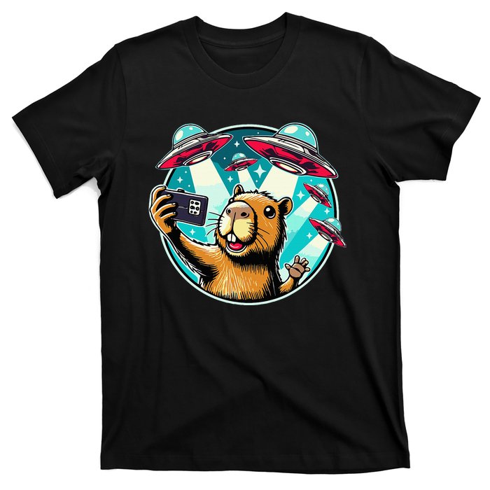 Funny Capybara Selfie With Ufos T-Shirt