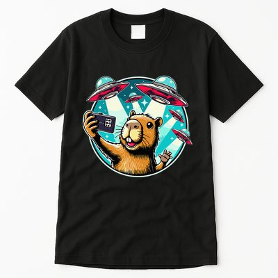 Funny Capybara Selfie With Ufos Tall T-Shirt