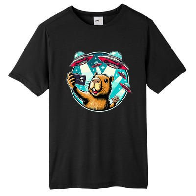 Funny Capybara Selfie With Ufos Tall Fusion ChromaSoft Performance T-Shirt