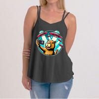 Funny Capybara Selfie With Ufos Women's Strappy Tank