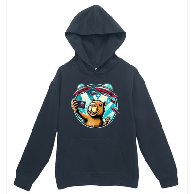 Funny Capybara Selfie With Ufos Urban Pullover Hoodie