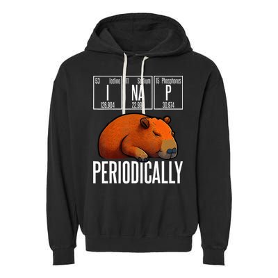 Funny Chemistry Science I Nap Periodically Capybara Lover Garment-Dyed Fleece Hoodie
