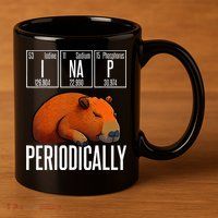 Funny Chemistry Science I Nap Periodically Capybara Lover 11oz C Handle Ceramic Mug