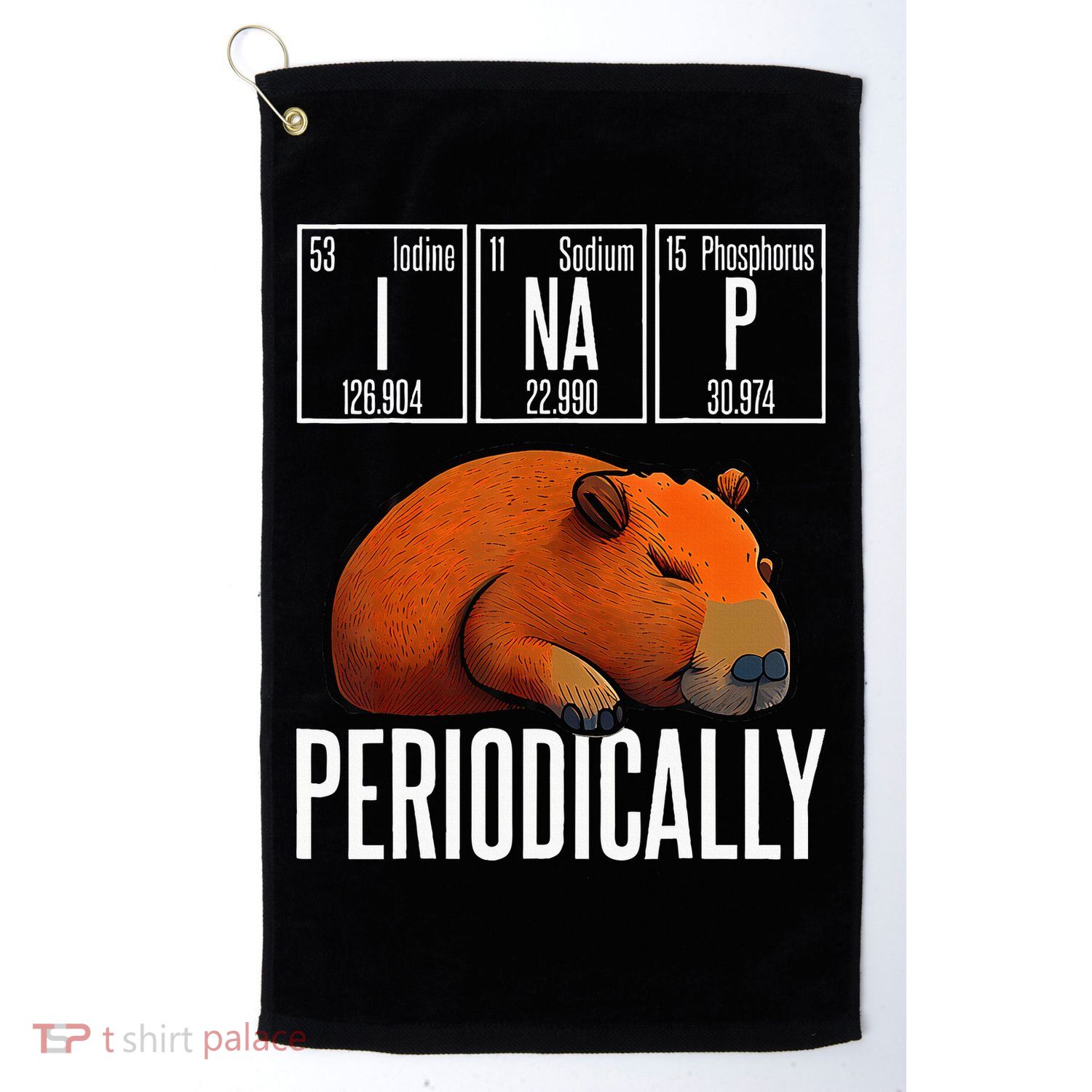 Funny Chemistry Science I Nap Periodically Capybara Lover Golf Towel